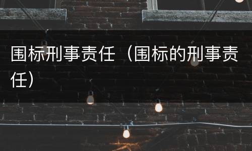 围标刑事责任（围标的刑事责任）