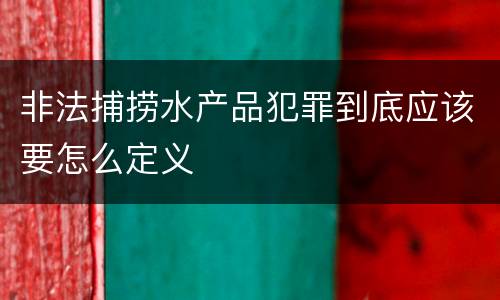 非法捕捞水产品犯罪到底应该要怎么定义