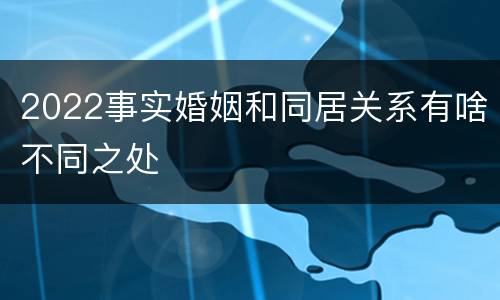 2022事实婚姻和同居关系有啥不同之处