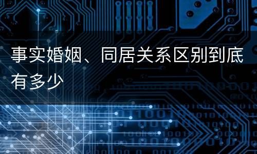 事实婚姻、同居关系区别到底有多少