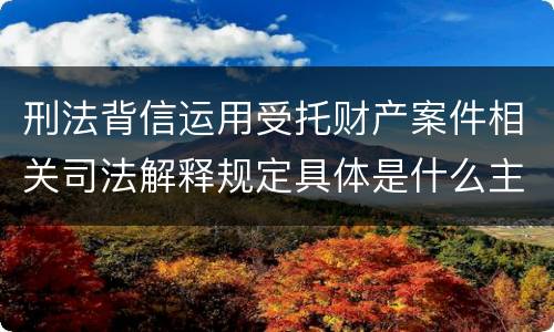 刑法背信运用受托财产案件相关司法解释规定具体是什么主要内容