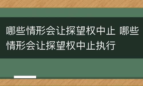 哪些情形会让探望权中止 哪些情形会让探望权中止执行
