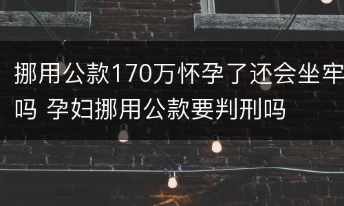 挪用公款170万怀孕了还会坐牢吗 孕妇挪用公款要判刑吗