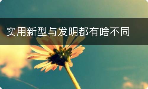 实用新型与发明都有啥不同