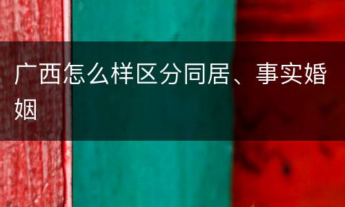 广西怎么样区分同居、事实婚姻