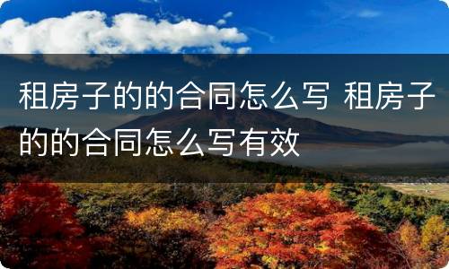 租房子的的合同怎么写 租房子的的合同怎么写有效