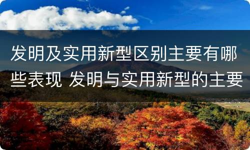 发明及实用新型区别主要有哪些表现 发明与实用新型的主要区别