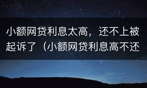 小额网贷利息太高，还不上被起诉了（小额网贷利息高不还会有什么后果）