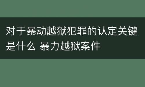 对于暴动越狱犯罪的认定关键是什么 暴力越狱案件