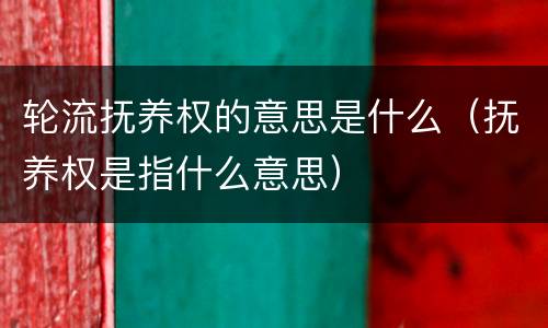 轮流抚养权的意思是什么（抚养权是指什么意思）