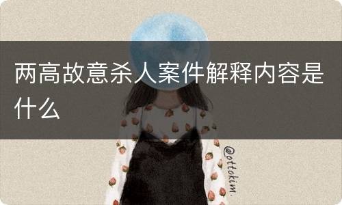 两高故意杀人案件解释内容是什么