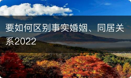 要如何区别事实婚姻、同居关系2022