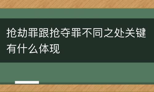 抢劫罪跟抢夺罪不同之处关键有什么体现