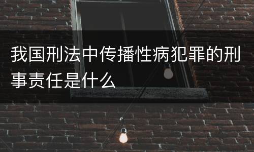 我国刑法中传播性病犯罪的刑事责任是什么