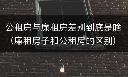 公租房与廉租房差别到底是啥（廉租房子和公租房的区别）