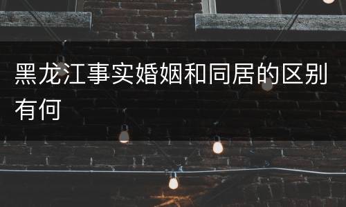 黑龙江事实婚姻和同居的区别有何