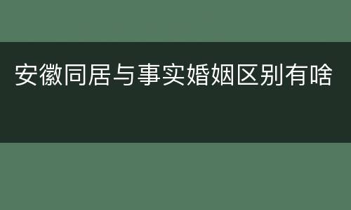 安徽同居与事实婚姻区别有啥