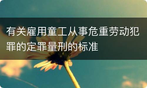 有关雇用童工从事危重劳动犯罪的定罪量刑的标准