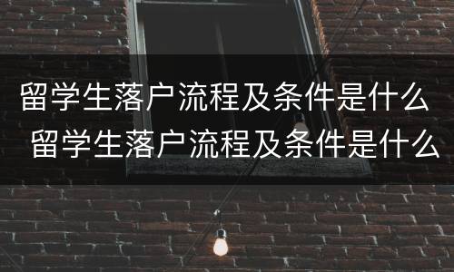 留学生落户流程及条件是什么 留学生落户流程及条件是什么呢