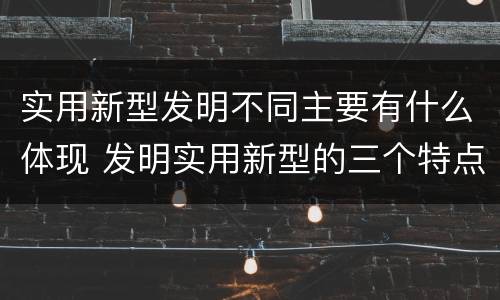 实用新型发明不同主要有什么体现 发明实用新型的三个特点