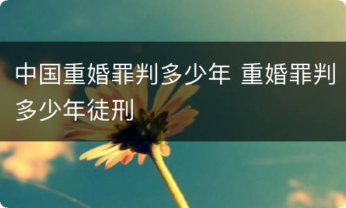 中国重婚罪判多少年 重婚罪判多少年徒刑