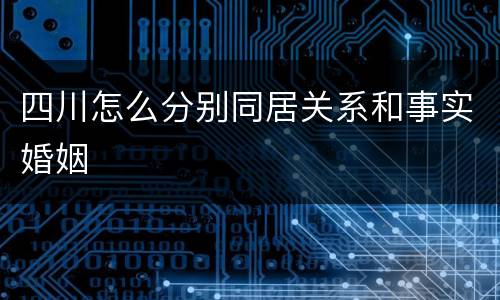 四川怎么分别同居关系和事实婚姻