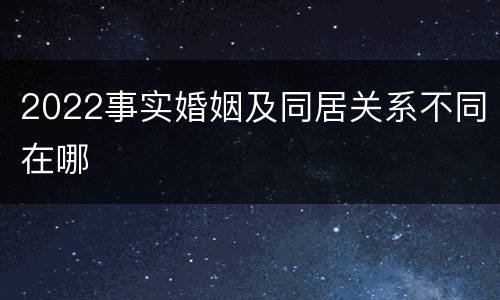 2022事实婚姻及同居关系不同在哪