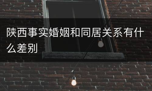 陕西事实婚姻和同居关系有什么差别