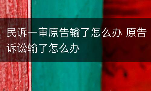 民诉一审原告输了怎么办 原告诉讼输了怎么办