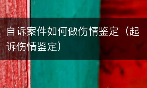 自诉案件如何做伤情鉴定（起诉伤情鉴定）