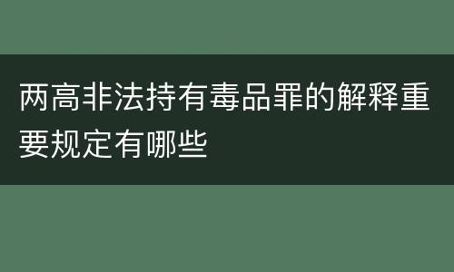 两高非法持有毒品罪的解释重要规定有哪些
