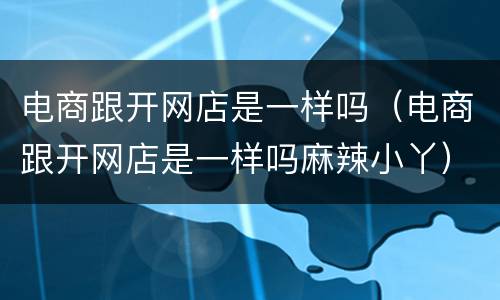 电商跟开网店是一样吗（电商跟开网店是一样吗麻辣小丫）