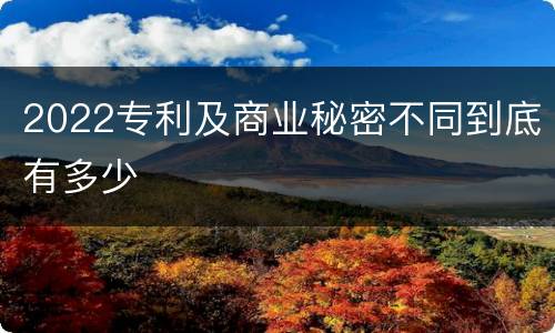 2022专利及商业秘密不同到底有多少