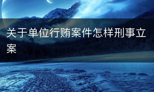 关于单位行贿案件怎样刑事立案