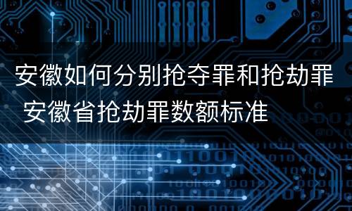 安徽如何分别抢夺罪和抢劫罪 安徽省抢劫罪数额标准
