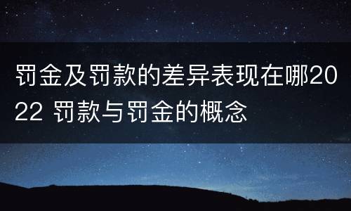 罚金及罚款的差异表现在哪2022 罚款与罚金的概念
