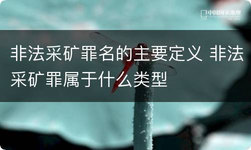 非法采矿罪名的主要定义 非法采矿罪属于什么类型