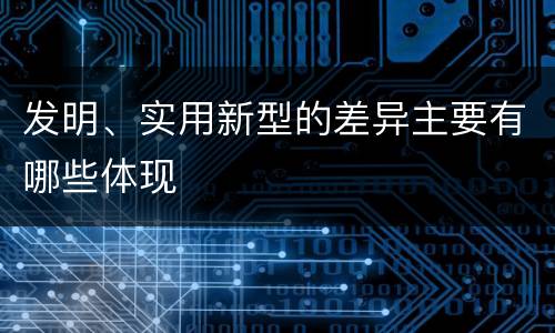 发明、实用新型的差异主要有哪些体现