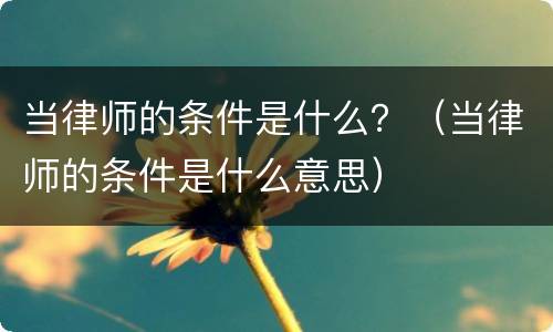 当律师的条件是什么？（当律师的条件是什么意思）