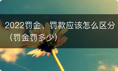 2022罚金、罚款应该怎么区分（罚金罚多少）