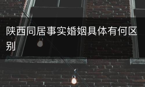 陕西同居事实婚姻具体有何区别