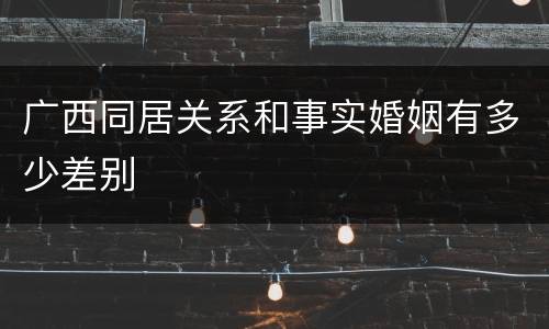 广西同居关系和事实婚姻有多少差别
