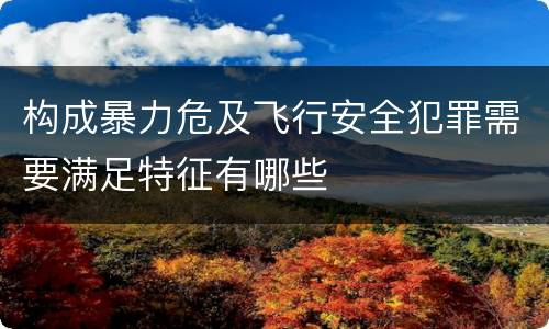 构成暴力危及飞行安全犯罪需要满足特征有哪些