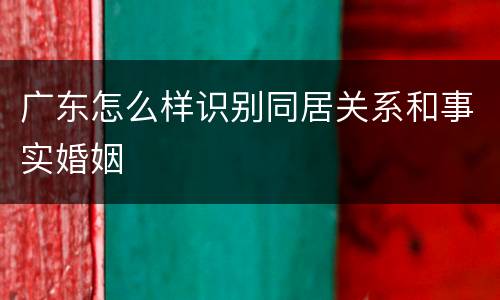 广东怎么样识别同居关系和事实婚姻