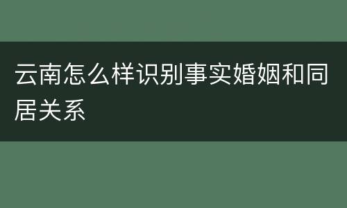 云南怎么样识别事实婚姻和同居关系