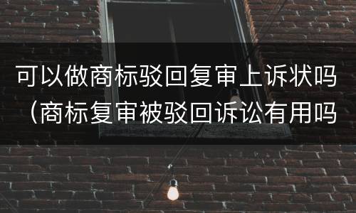 可以做商标驳回复审上诉状吗（商标复审被驳回诉讼有用吗）