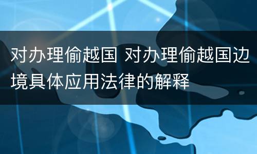 对办理偷越国 对办理偷越国边境具体应用法律的解释