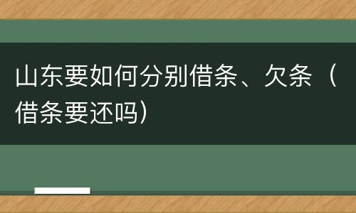 山东要如何分别借条、欠条（借条要还吗）