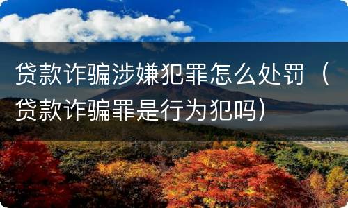 贷款诈骗涉嫌犯罪怎么处罚（贷款诈骗罪是行为犯吗）