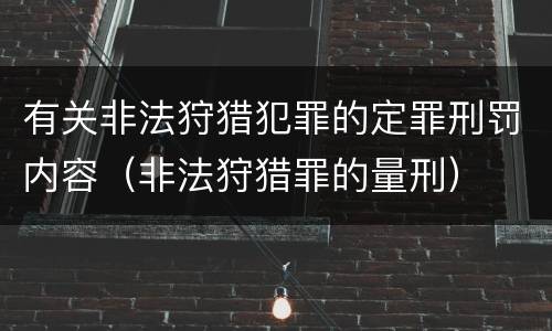 有关非法狩猎犯罪的定罪刑罚内容（非法狩猎罪的量刑）